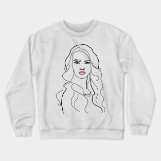 Woman line art fashionable face Crewneck Sweatshirt